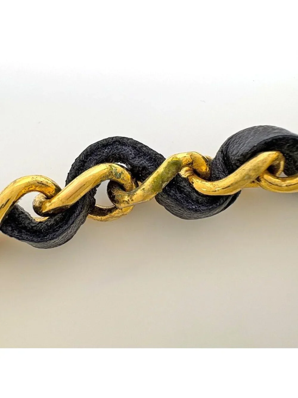 Chanel CC Logo Chain Belt Triple Strand Leather Gold Black